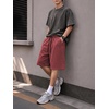 image:imageJMIERR Mens Acid Wash Cotton Loose Fit Drawstring Baggy Sweat ShortsRed Dahlia