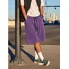 image:imageJMIERR Mens Acid Wash Cotton Loose Fit Drawstring Baggy Sweat ShortsTillandsia Purple