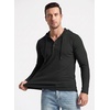 image:imageJMIERR Mens Hooded Pullover Fleece Long Sleeve Muscle Fit Henley ShirtsBlack