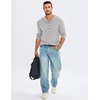 image:imageJMIERR Mens Hooded Pullover Fleece Long Sleeve Muscle Fit Henley ShirtsGray