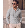 image:imageJMIERR Mens Hooded Pullover Fleece Long Sleeve Muscle Fit Henley ShirtsGray