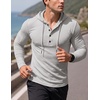 image:imageJMIERR Mens Hooded Pullover Fleece Long Sleeve Muscle Fit Henley ShirtsGray