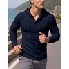 image:imageJMIERR Mens Hooded Pullover Fleece Long Sleeve Muscle Fit Henley ShirtsNavy Blue