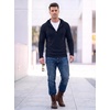image:imageJMIERR Mens Hooded Pullover Fleece Long Sleeve Muscle Fit Henley ShirtsNavy Blue