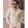image:imageJMIERR Mens Hooded Pullover Fleece Long Sleeve Muscle Fit Henley ShirtsParchment