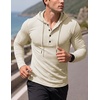 image:imageJMIERR Mens Hooded Pullover Fleece Long Sleeve Muscle Fit Henley ShirtsParchment