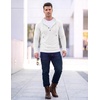 image:imageJMIERR Mens Hooded Pullover Fleece Long Sleeve Muscle Fit Henley ShirtsWhite
