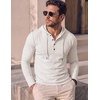 image:imageJMIERR Mens Hooded Pullover Fleece Long Sleeve Muscle Fit Henley ShirtsWhite