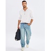image:imageJMIERR Mens Hooded Pullover Fleece Long Sleeve Muscle Fit Henley ShirtsWhite