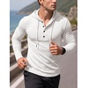image:imageJMIERR Mens Hooded Pullover Fleece Long Sleeve Muscle Fit Henley ShirtsWhite