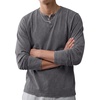 image:imageJMIERR Mens Long Sleeve Wash Cotton Henley ShirtsDark Grey