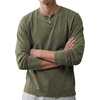 image:imageJMIERR Mens Long Sleeve Wash Cotton Henley ShirtsOlive Green