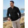 image:imageJMIERR Mens Quarter Zip Pullover Muscle Fit Ribbed Long Sleeve Gym T ShirtsA Black