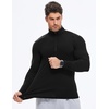 image:imageJMIERR Mens Quarter Zip Pullover Muscle Fit Ribbed Long Sleeve Gym T ShirtsA Black