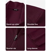 image:imageJMIERR Mens Quarter Zip Pullover Muscle Fit Ribbed Long Sleeve Gym T ShirtsA Burgundy