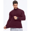 image:imageJMIERR Mens Quarter Zip Pullover Muscle Fit Ribbed Long Sleeve Gym T ShirtsA Burgundy