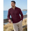 image:imageJMIERR Mens Quarter Zip Pullover Muscle Fit Ribbed Long Sleeve Gym T ShirtsA Burgundy