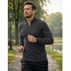 image:imageJMIERR Mens Quarter Zip Pullover Muscle Fit Ribbed Long Sleeve Gym T ShirtsA Carbon Grey