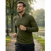 image:imageJMIERR Mens Quarter Zip Pullover Muscle Fit Ribbed Long Sleeve Gym T ShirtsA Jungle Green