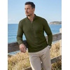 image:imageJMIERR Mens Quarter Zip Pullover Muscle Fit Ribbed Long Sleeve Gym T ShirtsA Jungle Green