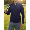 image:imageJMIERR Mens Quarter Zip Pullover Muscle Fit Ribbed Long Sleeve Gym T ShirtsA Navy Blue