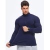 image:imageJMIERR Mens Quarter Zip Pullover Muscle Fit Ribbed Long Sleeve Gym T ShirtsA Navy Blue