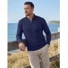 image:imageJMIERR Mens Quarter Zip Pullover Muscle Fit Ribbed Long Sleeve Gym T ShirtsA Navy Blue
