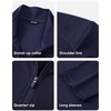 image:imageJMIERR Mens Quarter Zip Pullover Muscle Fit Ribbed Long Sleeve Gym T ShirtsA Navy Blue