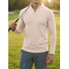 image:imageJMIERR Mens Quarter Zip Pullover Muscle Fit Ribbed Long Sleeve Gym T ShirtsA Parchment