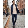 image:imageJMIERR Mens Quarter Zip Pullover Muscle Fit Ribbed Long Sleeve Gym T ShirtsA Parchment