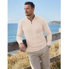 image:imageJMIERR Mens Quarter Zip Pullover Muscle Fit Ribbed Long Sleeve Gym T ShirtsA Parchment