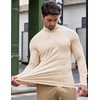 image:imageJMIERR Mens Quarter Zip Pullover Muscle Fit Ribbed Long Sleeve Gym T ShirtsA Parchment