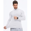 image:imageJMIERR Mens Quarter Zip Pullover Muscle Fit Ribbed Long Sleeve Gym T ShirtsA White