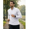 image:imageJMIERR Mens Quarter Zip Pullover Muscle Fit Ribbed Long Sleeve Gym T ShirtsA White