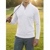 image:imageJMIERR Mens Quarter Zip Pullover Muscle Fit Ribbed Long Sleeve Gym T ShirtsA White