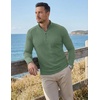 image:imageJMIERR Mens Quarter Zip Pullover Muscle Fit Ribbed Long Sleeve Gym T ShirtsGrass Green