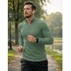 image:imageJMIERR Mens Quarter Zip Pullover Muscle Fit Ribbed Long Sleeve Gym T ShirtsGrass Green