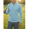 image:imageJMIERR Mens Quarter Zip Pullover Muscle Fit Ribbed Long Sleeve Gym T ShirtsLight Blue