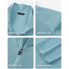 image:imageJMIERR Mens Quarter Zip Pullover Muscle Fit Ribbed Long Sleeve Gym T ShirtsLight Blue