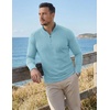 image:imageJMIERR Mens Quarter Zip Pullover Muscle Fit Ribbed Long Sleeve Gym T ShirtsLight Blue