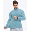 image:imageJMIERR Mens Quarter Zip Pullover Muscle Fit Ribbed Long Sleeve Gym T ShirtsLight Blue