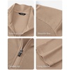 image:imageJMIERR Mens Quarter Zip Pullover Muscle Fit Ribbed Long Sleeve Gym T ShirtsPale Khaki
