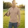 image:imageJMIERR Mens Quarter Zip Pullover Muscle Fit Ribbed Long Sleeve Gym T ShirtsPale Khaki