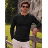 image:imageJMIERR Mens Ribbed Henley Shirt High Stretch Long Sleeve0 Black