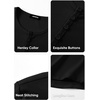 image:imageJMIERR Mens Ribbed Henley Shirt High Stretch Long Sleeve0 Black