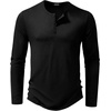 image:imageJMIERR Mens Ribbed Henley Shirt High Stretch Long Sleeve0 Black