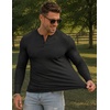 image:imageJMIERR Mens Ribbed Henley Shirt High Stretch Long Sleeve0 Black