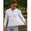 image:imageJMIERR Mens Ribbed Henley Shirt High Stretch Long Sleeve0 White