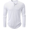 image:imageJMIERR Mens Ribbed Henley Shirt High Stretch Long Sleeve0 White