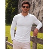image:imageJMIERR Mens Ribbed Henley Shirt High Stretch Long Sleeve0 White